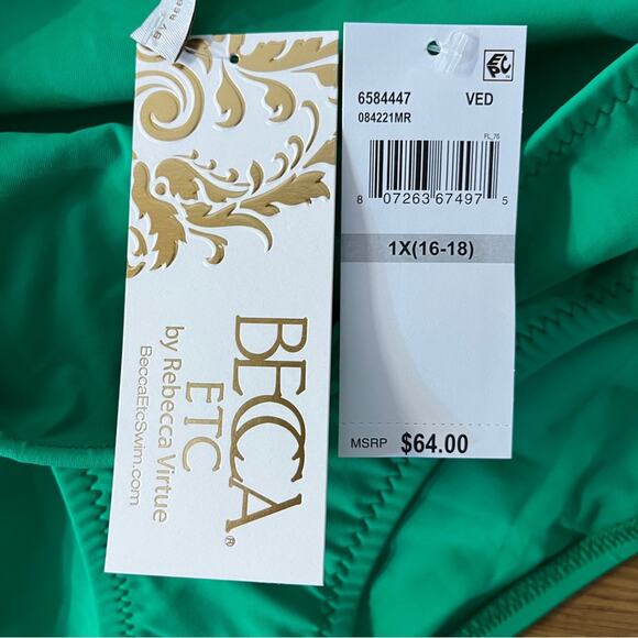 Becca Color Code Hipster Bikini bottoms verde green - 1X - Picture 11 of 12